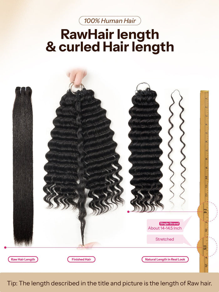Newmiss 14" Deep Wave Crochet Human Hair - Machine Made Curly Braiding Hair for Black Women - newmiss hair
