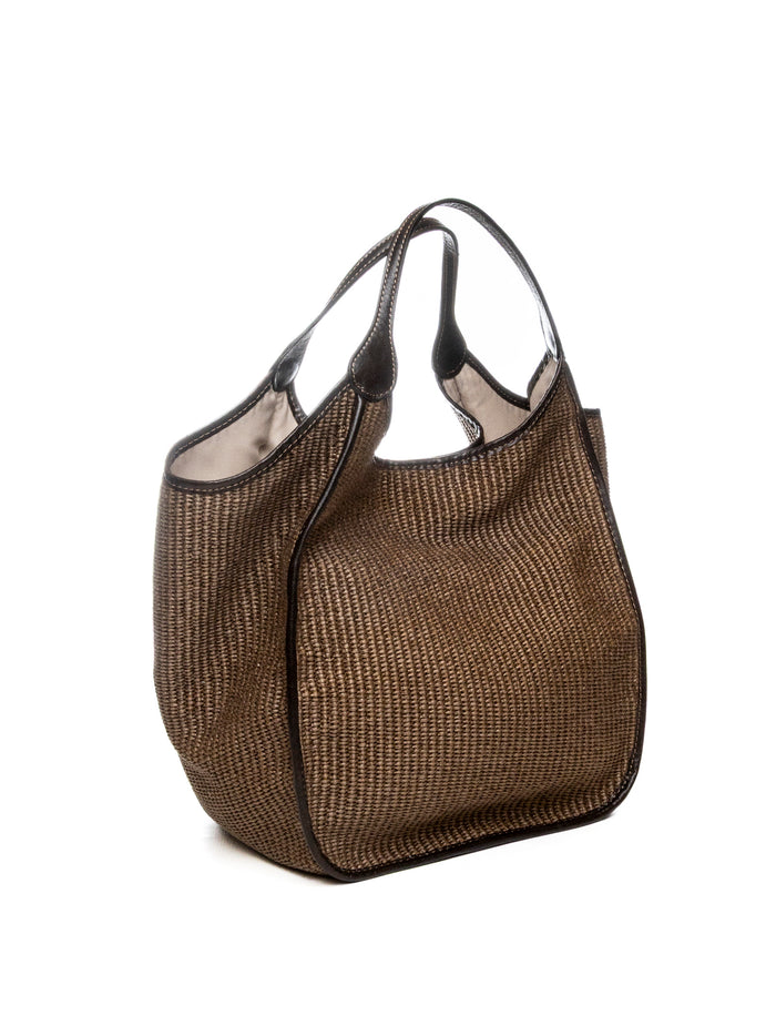DI LORENZO borsa a spalla gioia marrone GIOIA RAFFIA-CASTAGNA