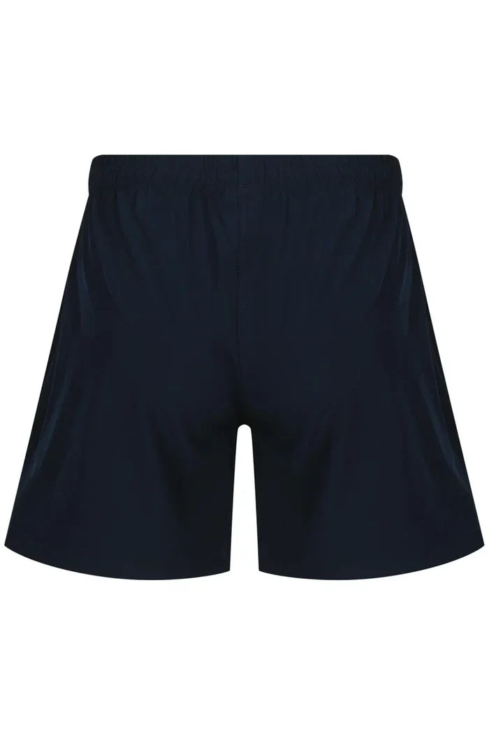 Black kids school shorts with smooth fabric and elastic waistband