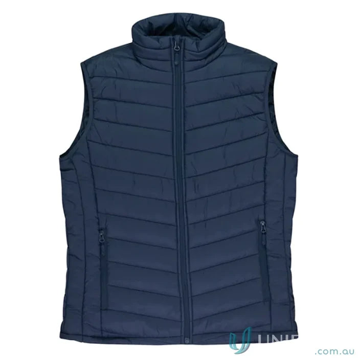 Navy blue quilted vest from Snowy Kids Vests perfect for uniforms or workwear styles