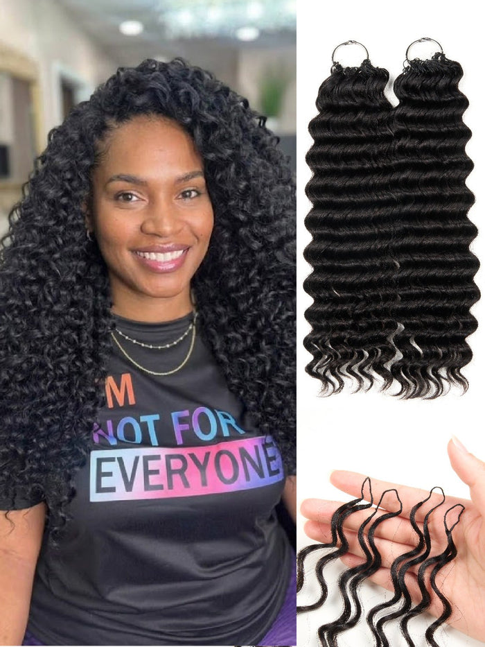 Newmiss 14" Deep Wave Crochet Human Hair - Machine Made Curly Braiding Hair for Black Women - newmiss hair