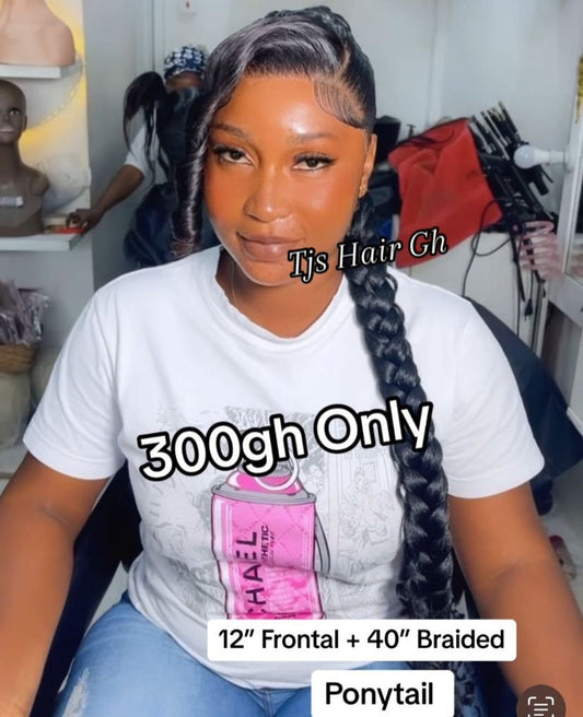 12’Frontal+40" Braided Ponytail