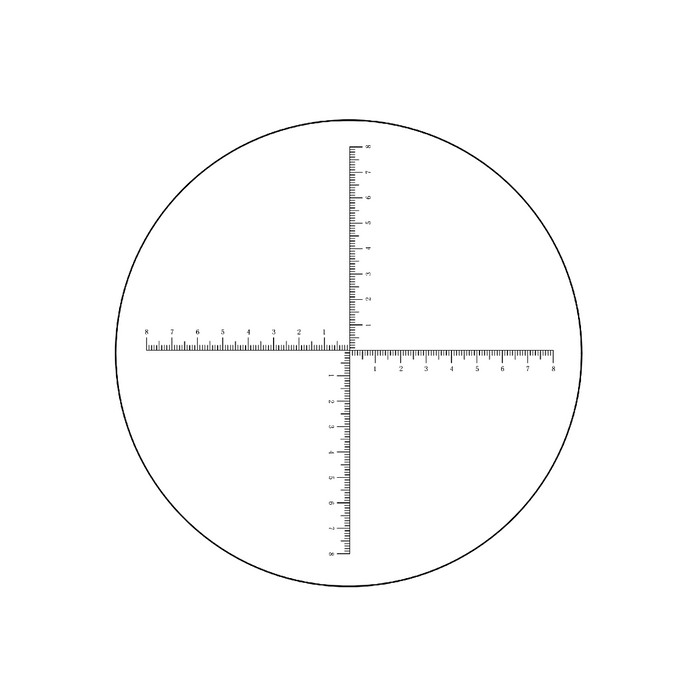 16mm/160 Div  Crosshair Scale Reticle ( Dia. 20mm), SKU RT20104124, three quarter front view