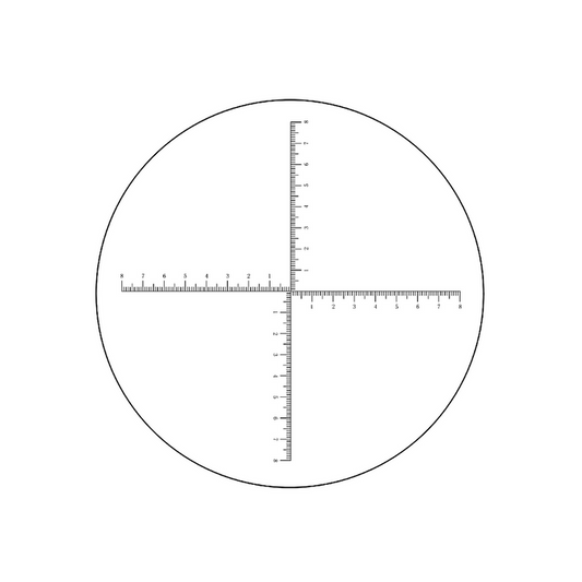 16mm/160 Div  Crosshair Scale Reticle ( Dia. 20mm), SKU RT20104124, three quarter front view