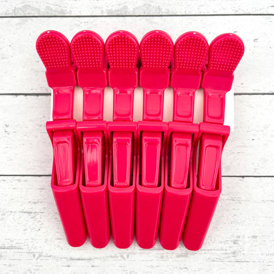 6pcs Solid Color Hair Sectioning Clips, Professional Styling: Red