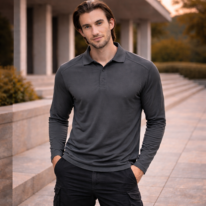 Winning Spirit PS89 Bamboo LS Polo front product image