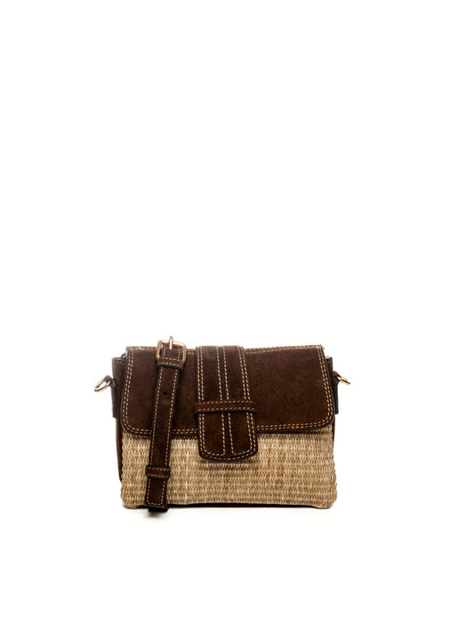 DI LORENZO borsa a spalla sabrina beige/testa di moro SABRINA RAFIA-BEI/MORO