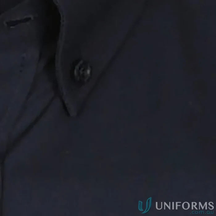 Dark blue Bradford Fine Oxford slim fit shirt with easy iron, single button placket