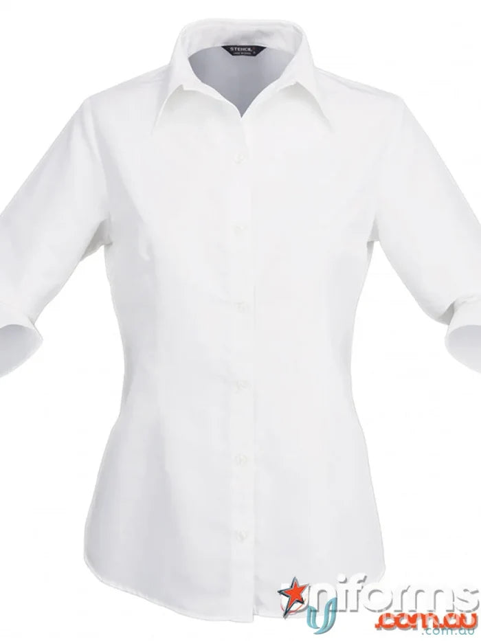 Stencil 2135Q Candidate Ladies 3/4 Sleeve Shirts in White front product image