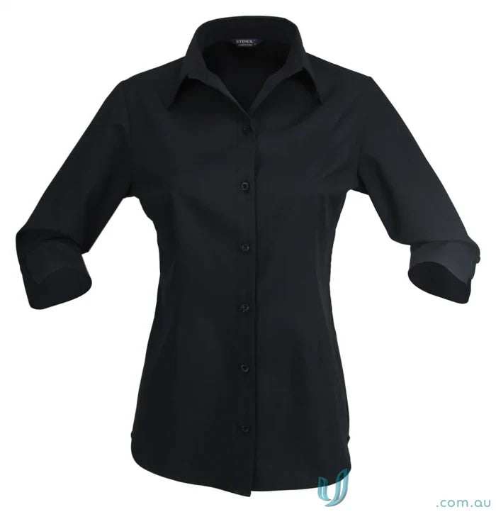 Stencil 2135Q Candidate Ladies 3/4 Sleeve Shirts in Black