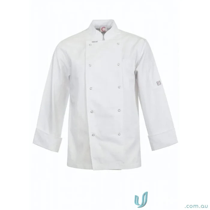 WorkCraft CJ051 Executive Chef LS Jacket With Press Studs in white