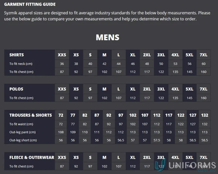 Men’s garment fitting guide for Drill Cargo Pant and cargo pant styles