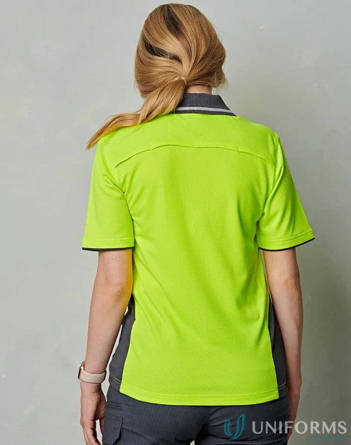 High-vis bamboo charcoal vented polo shirt for visibility and breathability