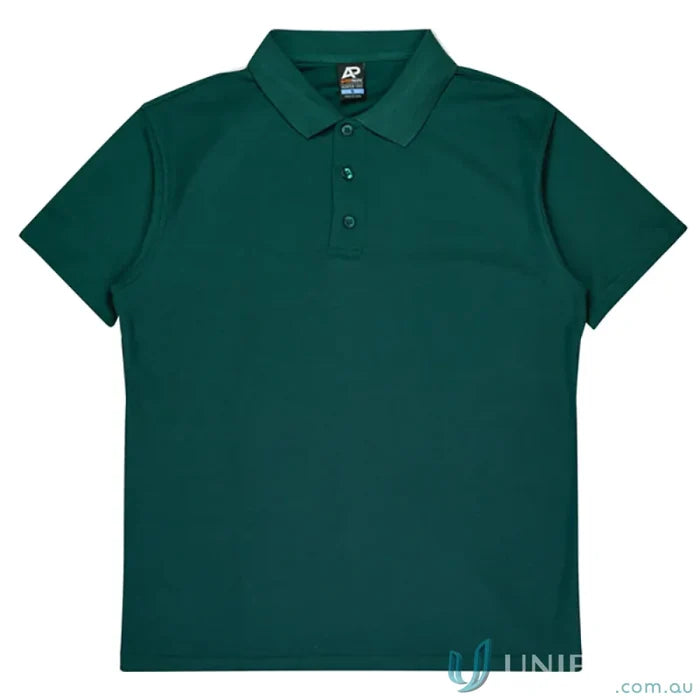 Hunter Polo in dark green pique knit, perfect for casual uniforms
