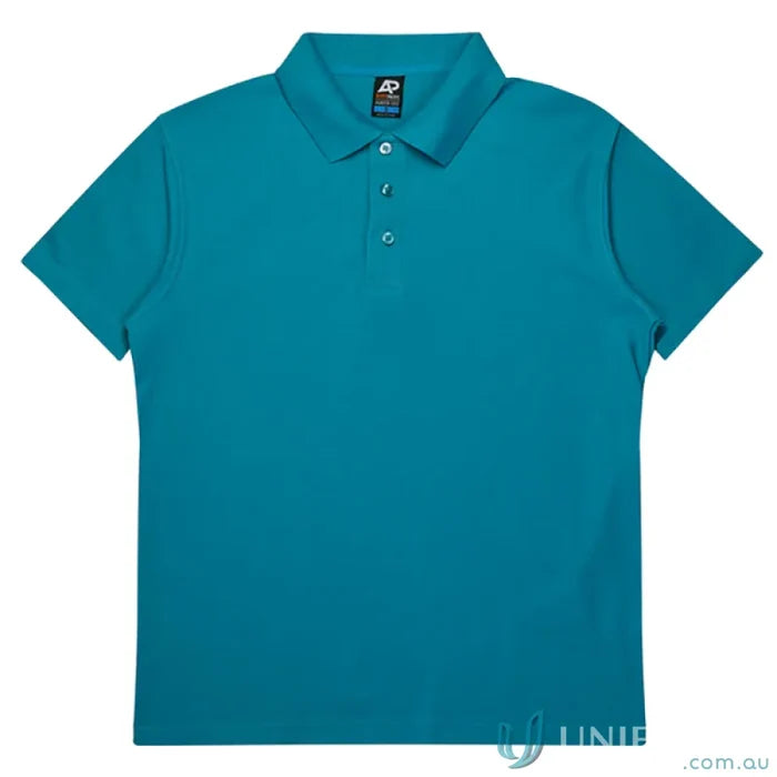 Hunter Polo teal short-sleeved pique knit polo shirt for uniforms