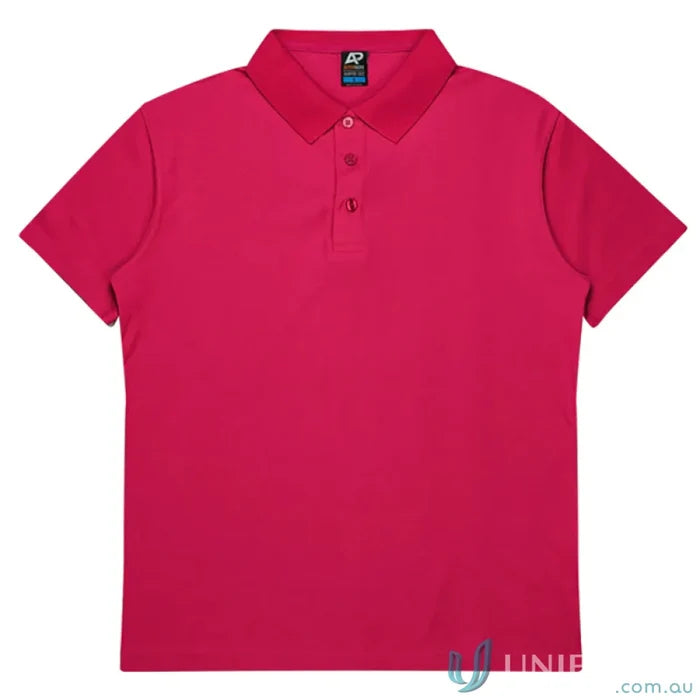 Hunter Polo in vibrant magenta with pique knit, perfect for uniforms