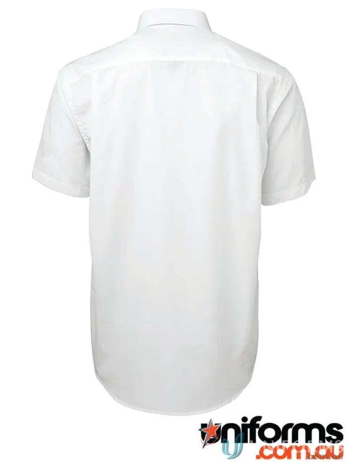 White JB’s Adults Classic Poplin Short Sleeve Shirt with classic collar