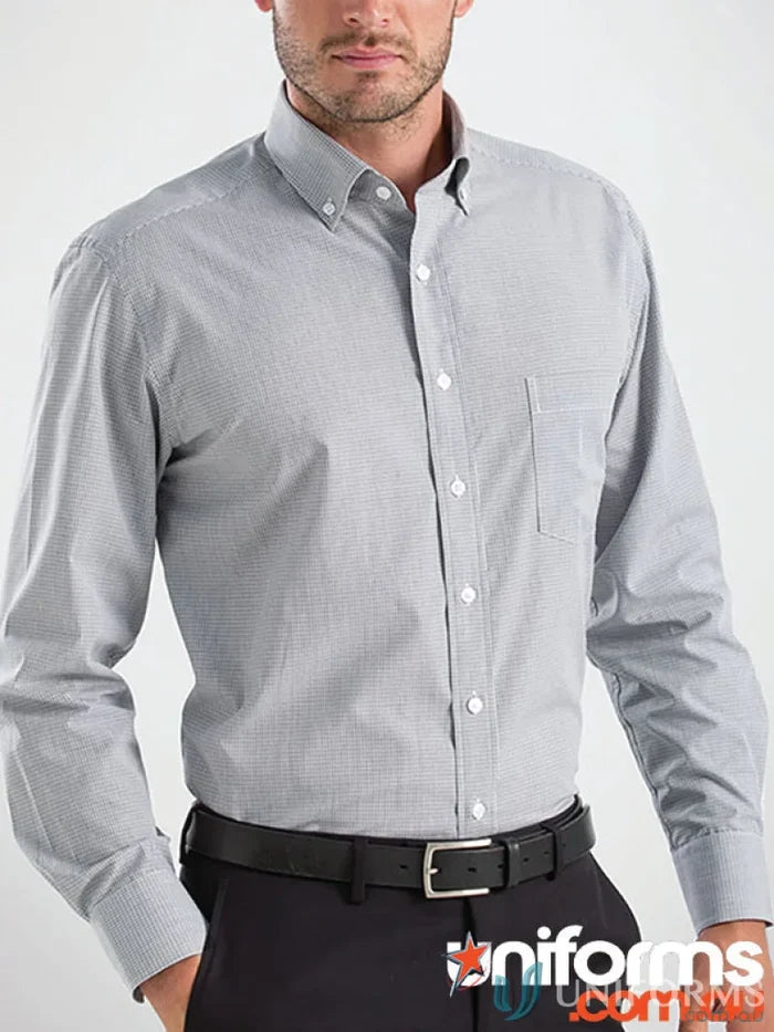 Gray long sleeve multi check shirt from 456-jk Keval men’s Keval LS Multi Check Shirt