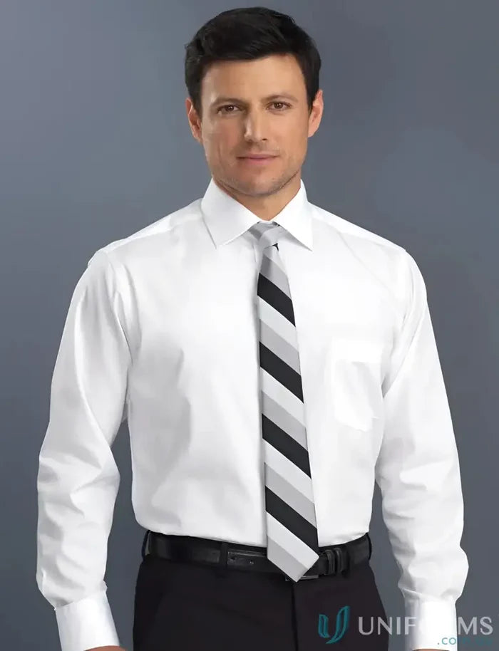 Professional man in Keval Long Sleeve Poplin Shirt with single chest pocket