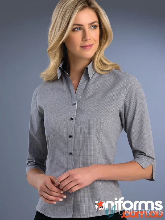 Black and white striped small check shirt from 772-jk Keval women’s collection