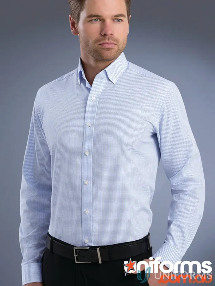 Men’s long-sleeved Keval Slim Fit Mini Check Shirt for men 824-JK