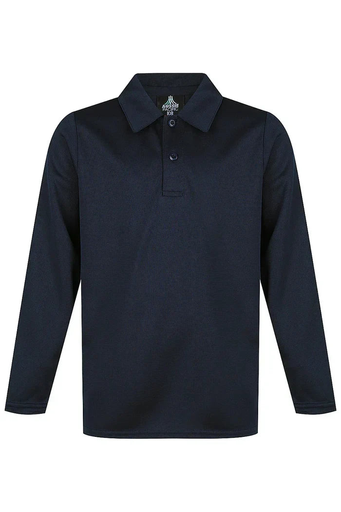 Kids Botany LS Polo: comfy black long-sleeved uniform shirt