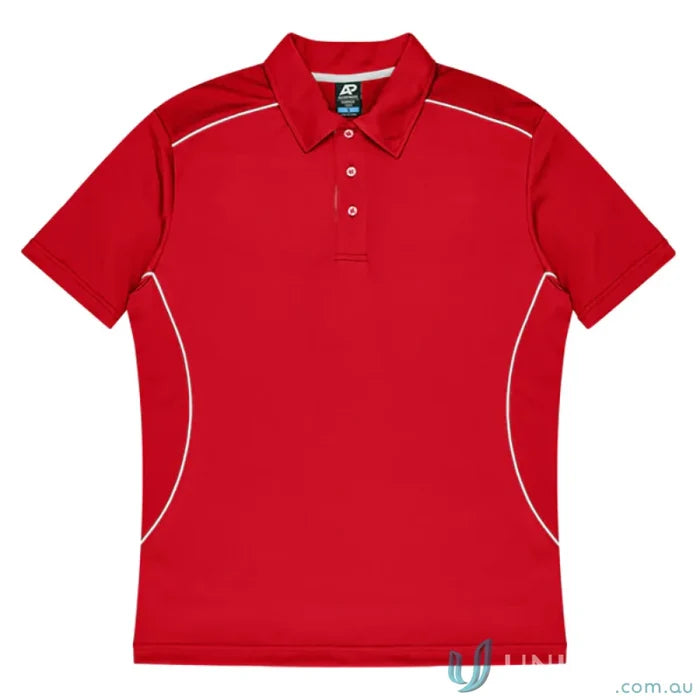 Kuranda Mens Polo shirt with ice hole mesh and white piping for style and breathability