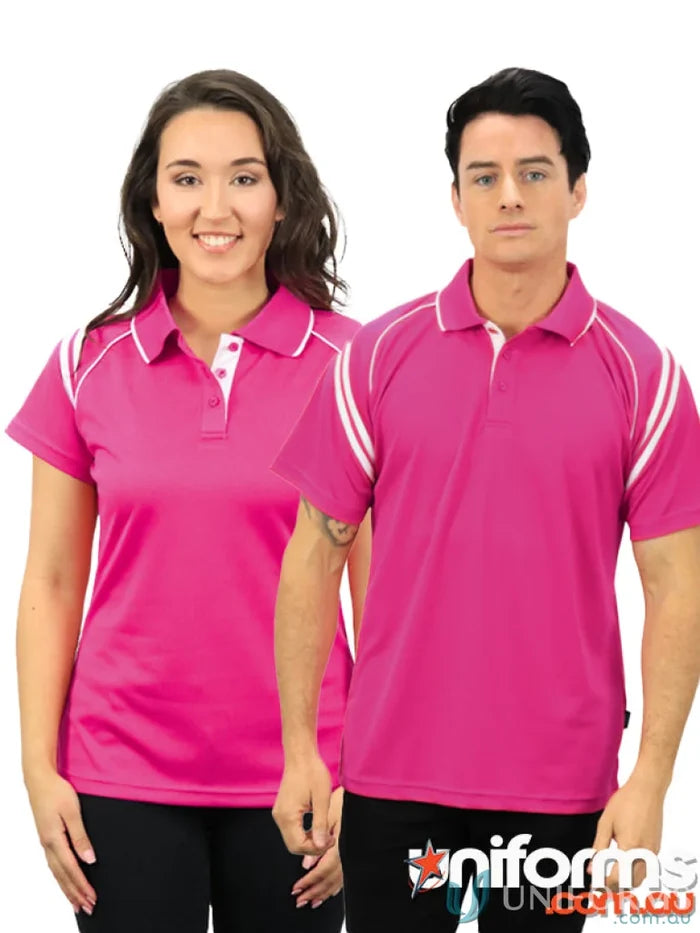 Matching pink polo shirts with Ladies Cobra SS Polo featuring CoolDry Moisture Management Tech