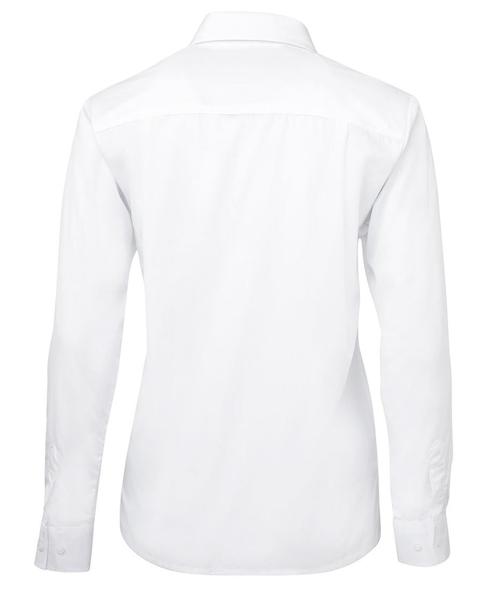 A crisp white ladies ls original poplin shirt with classic collar and buttoned cuffs perfect for work uniforms
