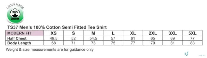 Men’s Tee Shirt Size Chart for LIDS LHC EMB Navy Workwear in combed cotton
