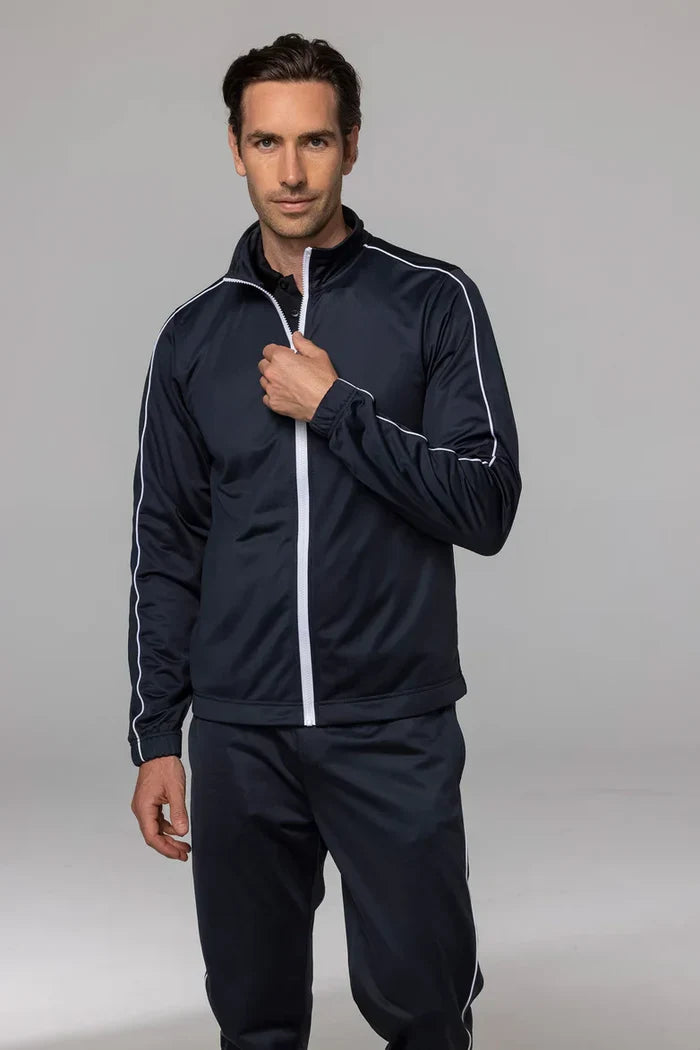 Navy blue Liverpool mens jackets tracksuit with white piping on zipper sleeves