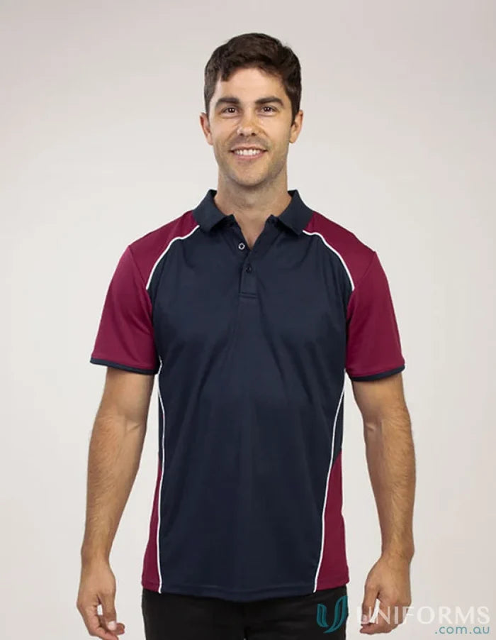 Two-tone McPherson Polo shirt with cooldry moisture management and recycled fibres