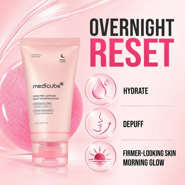 [medicube] PDRN Pink Caffeine Overnight Wrapping Mask : SLEEP, SHED, AND GLOW!