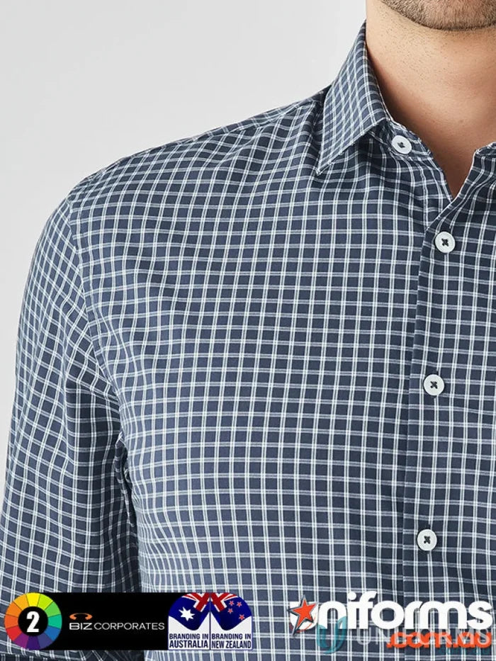 Mens Noah LS Shirt with blue and white checkered dress shirt for all-day comfort rs070ml