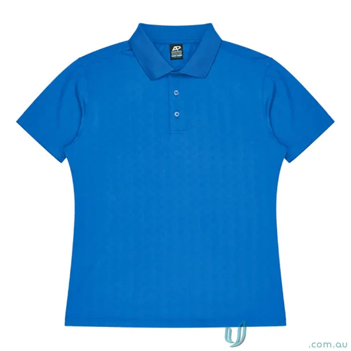 Blue short-sleeved polo shirt from Noosa Mens Polo with noosa vibes and recycled fabric style