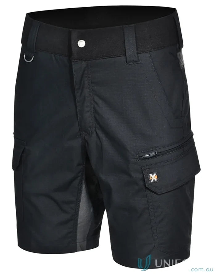 Black men’s ripstop stretch work shorts with zippered pocket for a winning spirit ripstop vibe