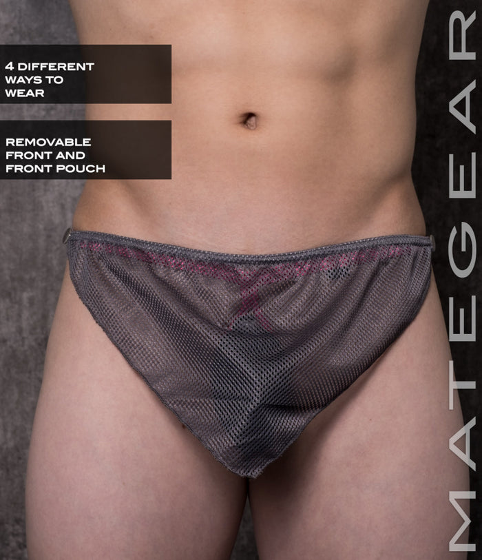 Grey Sports Netting / Magenta Band / Size A (26 Inches to 32 Inches)