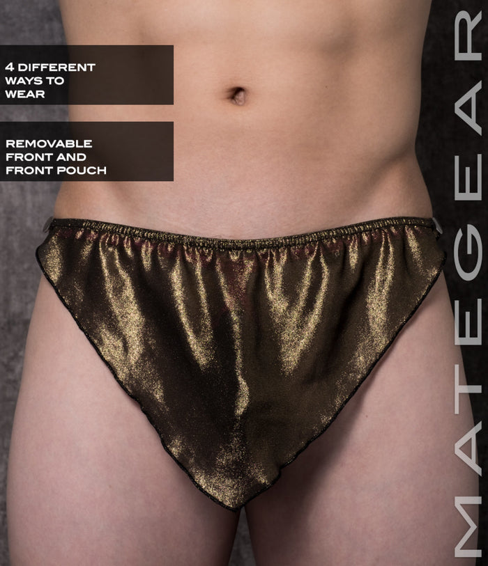 Sexy Mens Swimwear Xpression Ultra Bikini - Myo Bong (4 Ways To Wear) Metallic Dark Gold / Magenta
