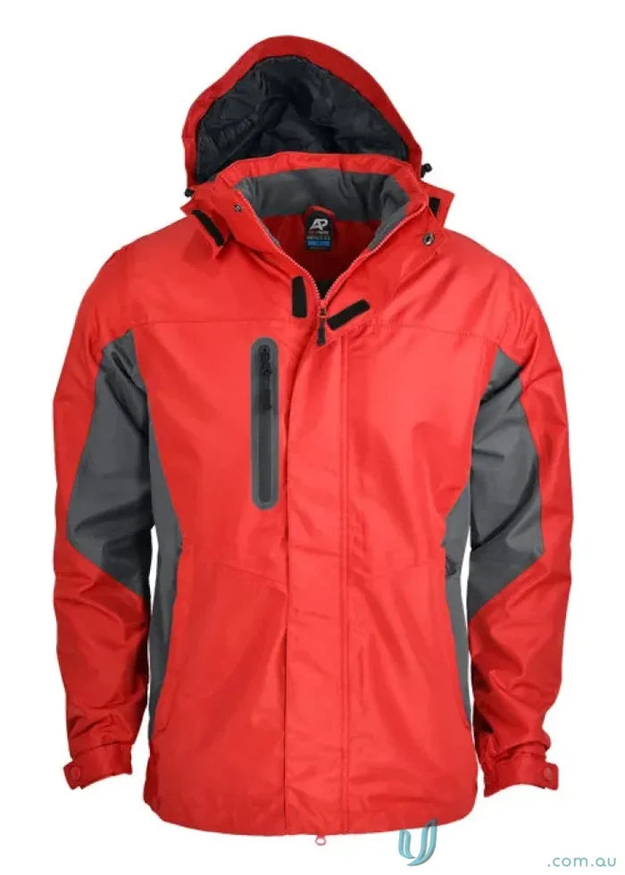 Red and gray hooded Sheffield Mens Jacket, perfect workwear or casual uniforms