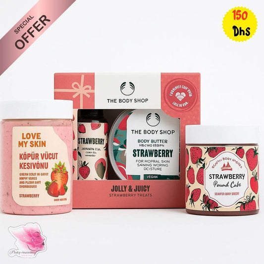Strawberry Body Set – Body Shop, Bath & Watsons - Strawberry Scented Body Care Gift Set - The Body Shop, Bath & Body Works, Watsons -- United Arab Emirates -- Pinky Cosmetics
