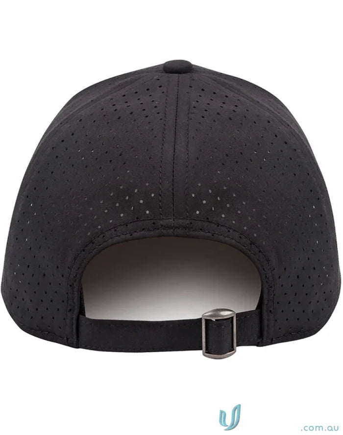 Black perforated stretch laser cut runner’s cap ch88 with winning spirit stretch
