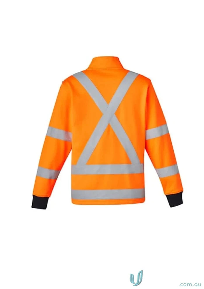Orange safety jacket with reflective stripes from Syzmik Unisex Rail Jumper ZT660 with ribbed cuffs