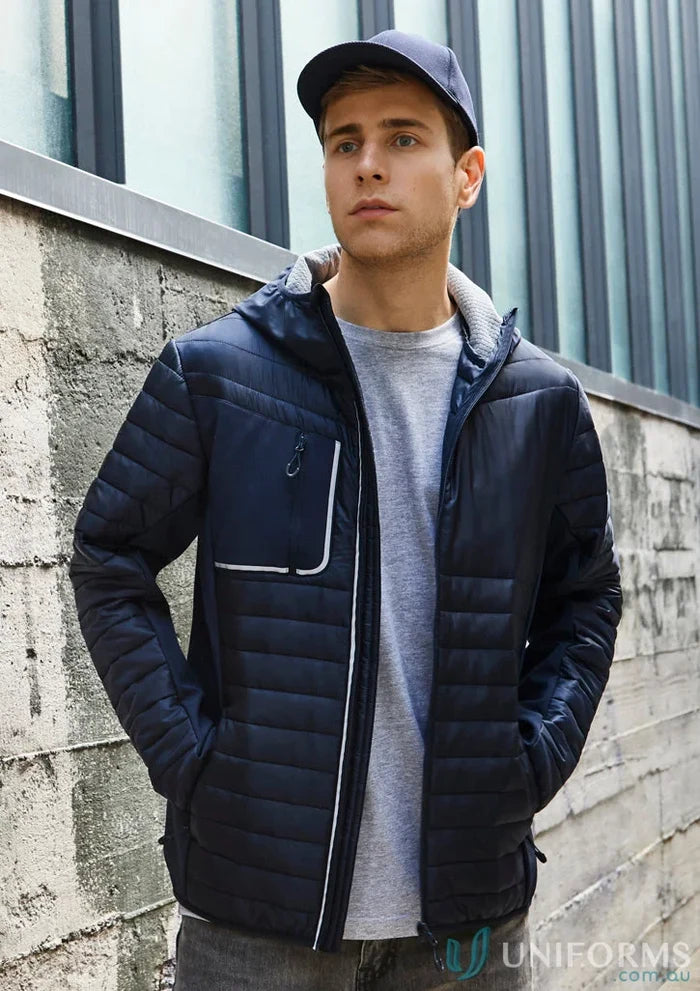 Man in navy blue unisex patrol jacket biz collection unisex patrol jacket j134m