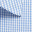 Westgarth Gingham 3Q shirt in white textured silk protein easy iron fabric