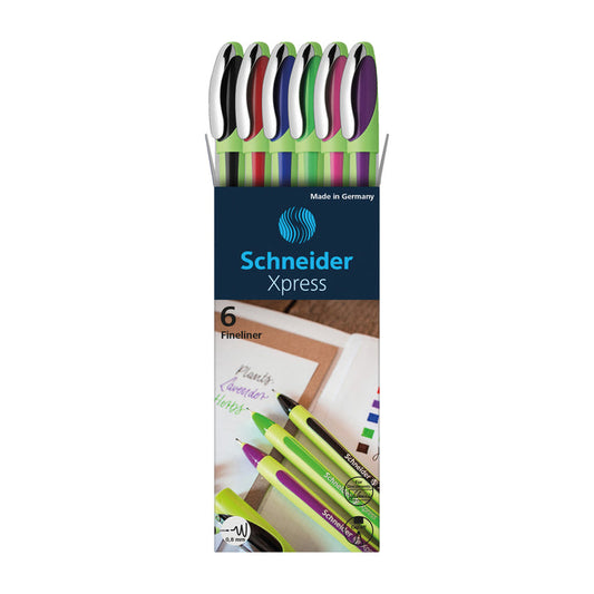 Xpress Fineliners 0.8mm, Pack of 6, Assorted colors