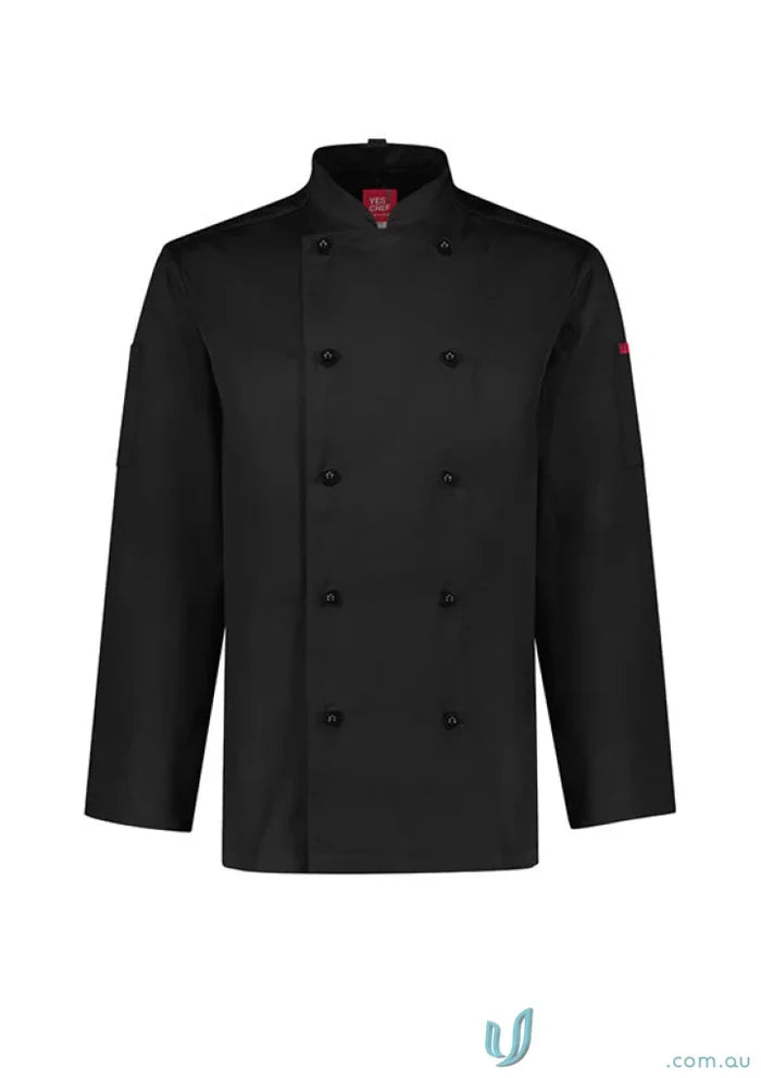 Black long sleeve chef jacket from Yes Chef Al Dente LS Chef Jacket collection