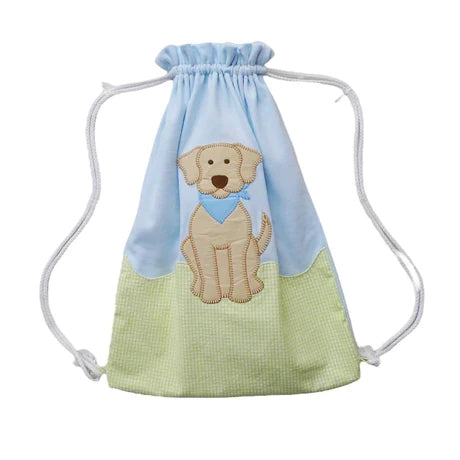 Zuccini Labrador Knit Drawstring Bag-Blue